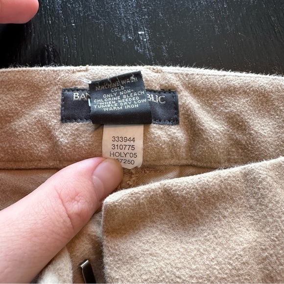 Retro Banana Republic Size 8 Cream Tan Pants Y2K 2005 Flared Wide Leg Long - Picture 5 of 7